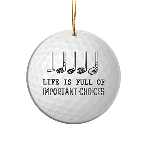 WODORO Golf Ornament Christmas Tree Decorations, Ceramic Ornament, Rear View Mirror Car Accessories Decor, Funny Gifts for Golfers Who Have Everything, Golfer Gift, Golf Gifts for Men, Golf Ball