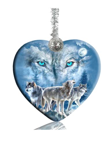 Wolf Ceramic Christmas Ornament