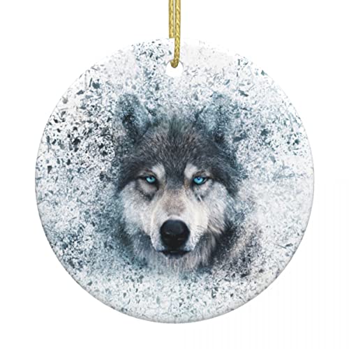 Wolf with Decay Effect Christmas Ornament