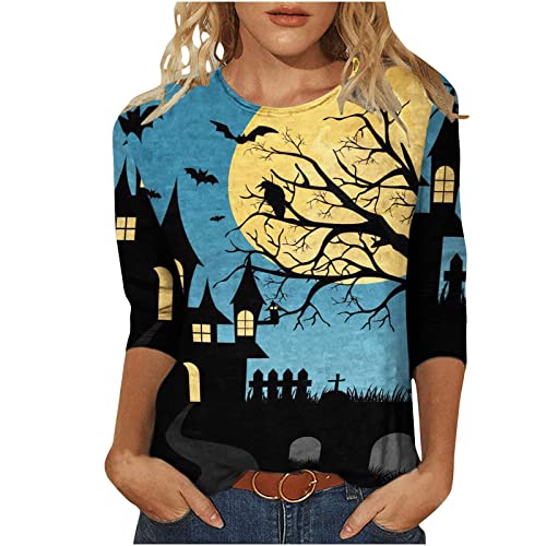 Womens Casual Long Sleeve Graphic Fall Top - Blue