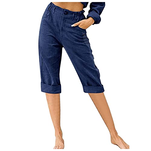 Women's Cotton Linen Capri Pants