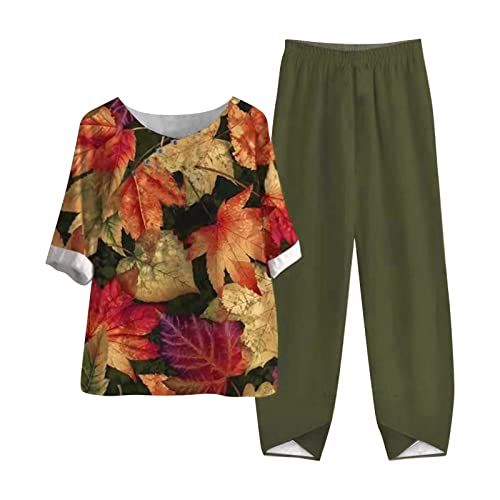 womens summer clothes 2023 2 Piece Outfits Graphic Linen Sets Flutter Sleeve Casual Blouse and Cargo Pants Camo Print Summer Outfits womens sets 2 piece outfits