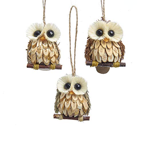Wood and Sisal Owl Ornaments