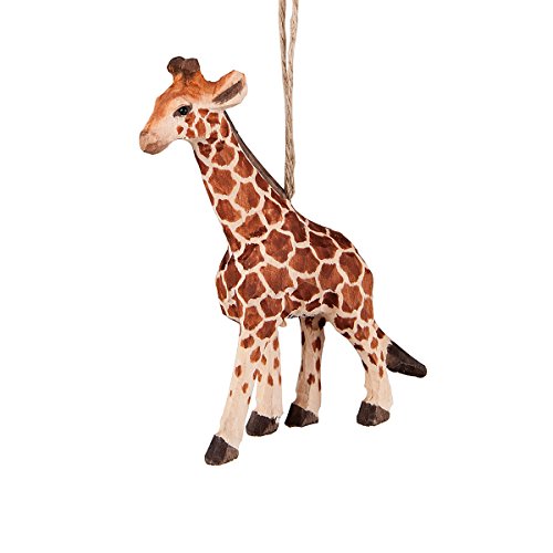 Wood Carved Giraffe Ornament Cream - Perfect Christmas Decor