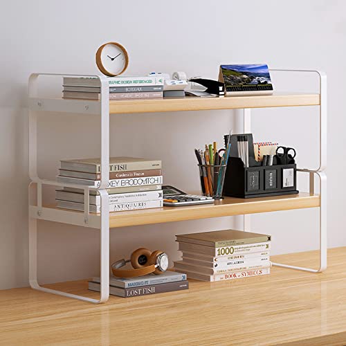 Wood Desk Shelf Organizer - Desktop Storage Rack