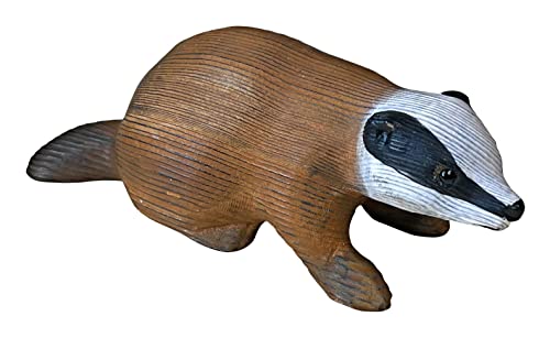 Wood Sculpture Badger Wood Statue