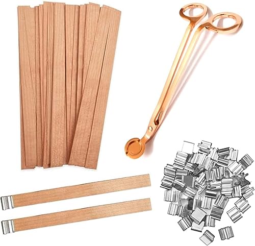 100 Pack Small Wood Candle Wicks for Making Candles, Natural Wooden Thick  Candle Wick Candle Labels with Iron Stand for DIY Candle Making Craft, 5.1  x 0.5inch