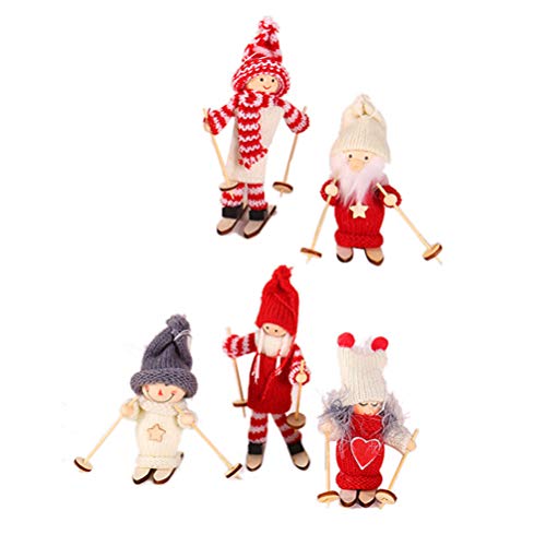 Wooden Christmas Ski Doll Ornaments