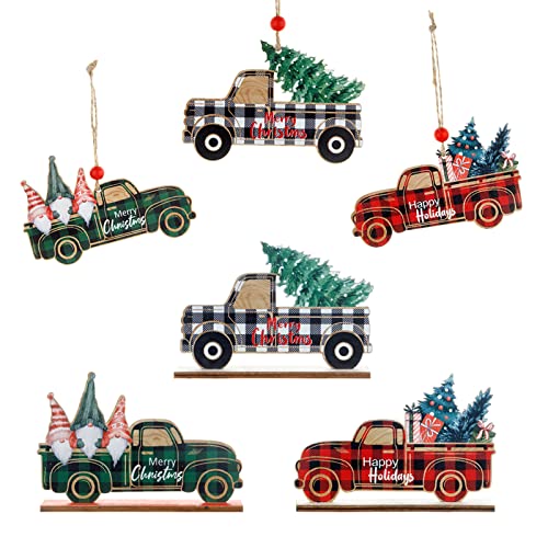 Wooden Christmas Truck Ornaments
