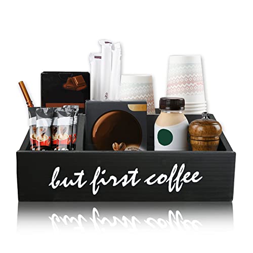 Wooden Coffee Station Accessories Storage Bin Box