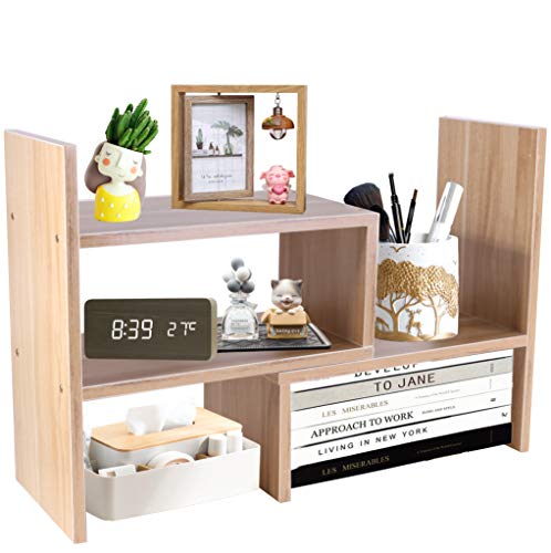Wooden Desktop Organizer with Adjustable Shelves