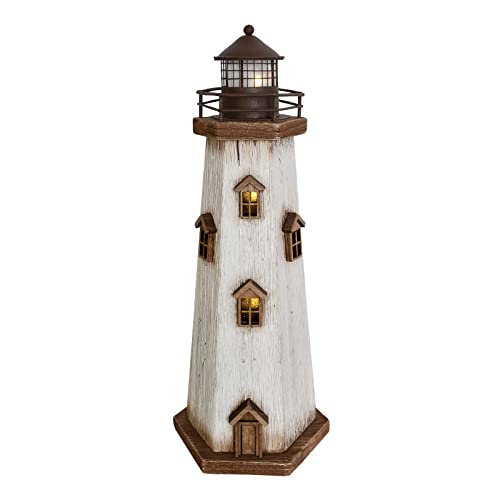 Wooden Lighthouse with Lights - Beach Themed Tabletop Decoration