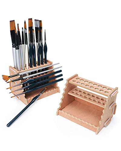 Wooden Paint Brush Holder for 44 Brushes