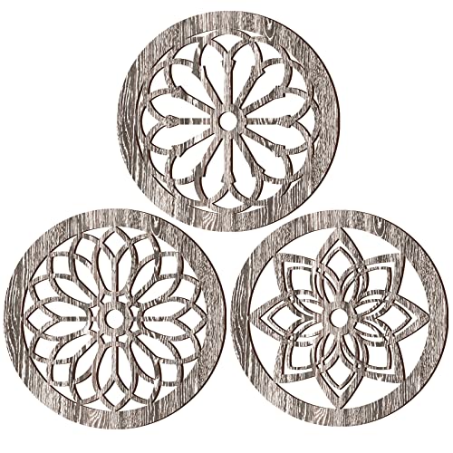 Wooden Rustic Wall Decor Flower Carved Wall Art