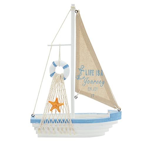 Wooden Sailboat Model with Nautical Home and Bathroom Decor