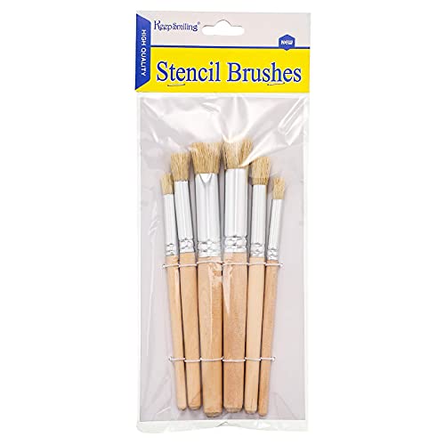 Wooden Stencil Brushes - 3 Sizes, 6 Pieces
