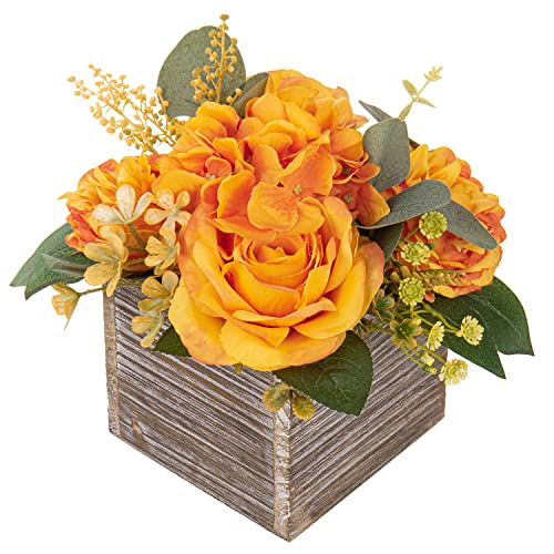 Wooden Vase Artificial Flower Arrangement