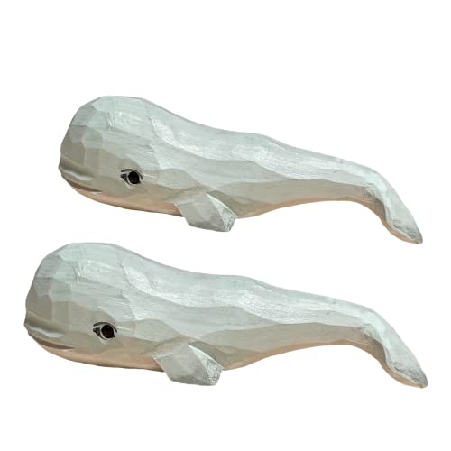Wooden Whale Figurine Woodcarving Home Decor