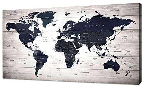 World Map Wall Art Canvas Print Poster Vintage Photos Painting Nautical Office Decor