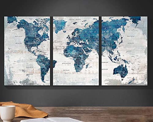 World Map Wall Art - Decorative Canvas for Home or Office