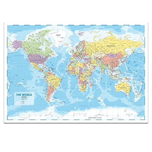 World Map Wall Art For Classroom, Kids & Travel