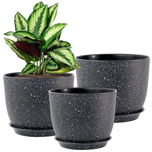 WOUSIWER Decorative Plant Pots with Drainage Holes and Saucers