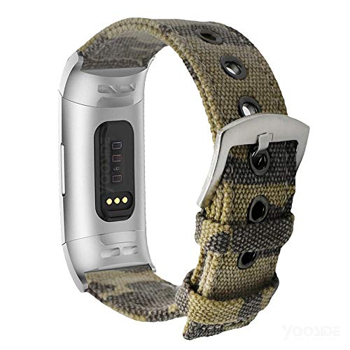Woven Canvas Camouflage Band Strap for Fitbit Charge 3/Charge 4