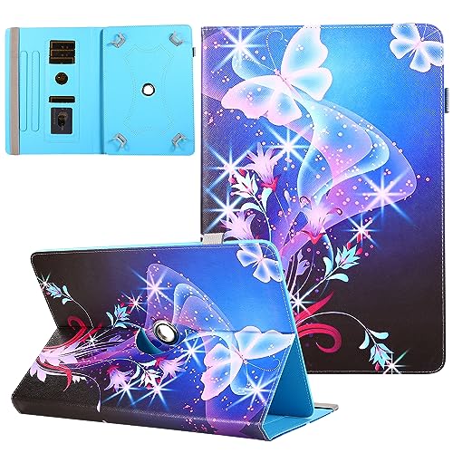 Wurclousnow 10 10.1 Inch Android Tablet Case, Universal Tablet Rotating Case Cover for 10 10.1 Inch, 360° Rotating Case for 9.5-10.5 Inch Tablet, Dream Butterfly