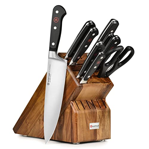 Wusthof Classic 10 Piece Knife Set - High-Quality German Knives with Acacia Block