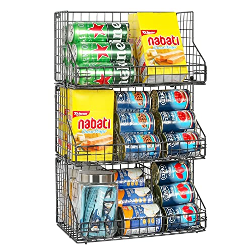 X-cosrack 3 Tier Wire Baskets for Pantry Organizers