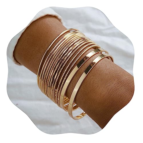 Xerling Gold Boho Indian Multi Bangle Bracelet Set