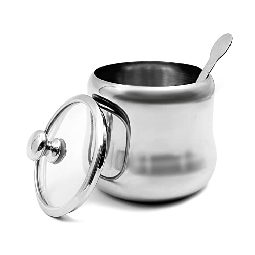 XHKDSYMC Stainless Steel Sugar Bowl with Lid and Spoon