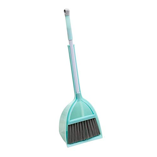 Xifando Mini Broom with Dustpan for Kids,Little Housekeeping Helper Set (Light Blue, Extended Size)