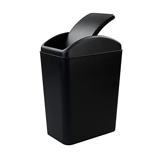 Xowine 4.2 Gallon Small Plastic Trash Can with Swing Lid, Garbage Can for Kitchen, Black