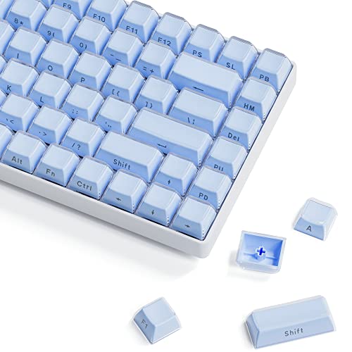 XVX Crystal Jelly Keycaps, Side Printed Keycaps, Custom Keyboard Keycaps 113 Keys, OEM Profile Cute Keycaps for 61/68/84/87/98/100 Cherry Gateron MX Mechanical Keyboard, Blue