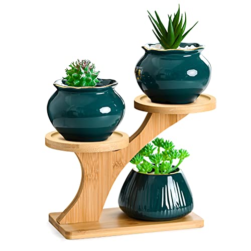 XXXFLOWER Bamboo Plant Stand - 3 Tiers Indoor Succulent Windowsill Shelf