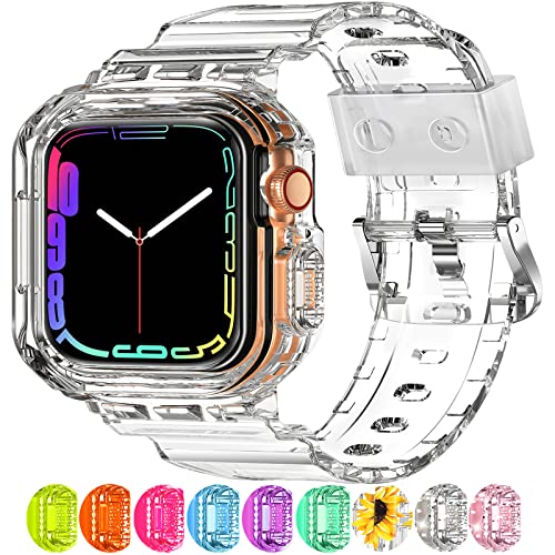 XYF Compatible for Crystal Clear Apple Watch Bands with Bumper Case