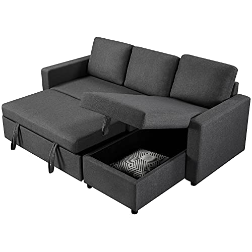 Yaheetech L-Shaped Sectional Sofa Bed with Storage