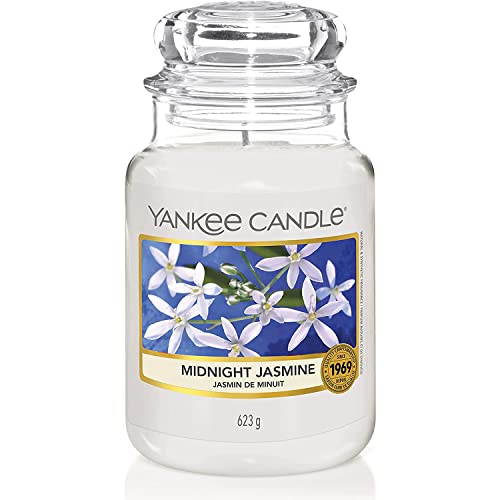 Yankee Candle Midnight Jasmine Scented, Classic 22oz Large Jar Single Wick Candle, Over 110 Hours of Burn Time