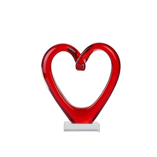 Yao Yuan Art Glass Red Heart Sculpture