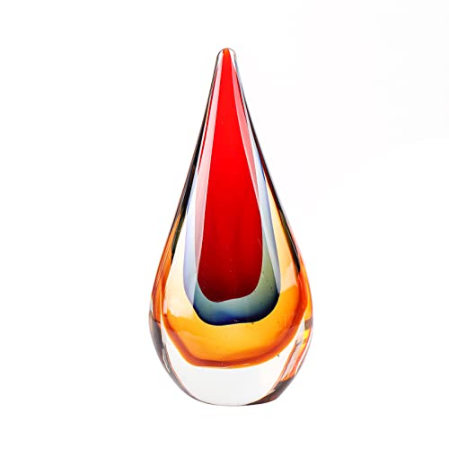 Yao Yuan Glass Sculpture Hand-Blown Glass Decor Murano-Style Glass Statue and Figurine, Red