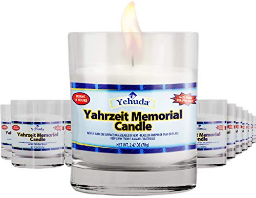 Yehuda Glass Memorial Yahrtzeit Candles - Bulk Pack of 24 | Long Burn Time | Perfect for Various Occasions