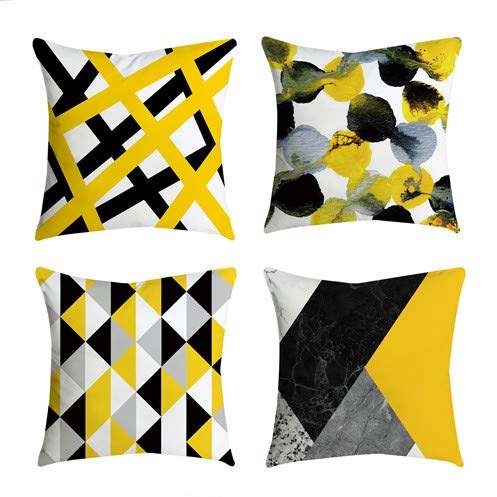 Yellow Embroidered Decorative Throw Pillow Covers