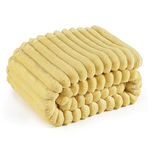 Yellow Fleece Blanket for Couch - Super Soft and Cozy
