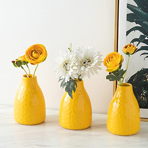 Yellow Honeycomb Ceramic Vase Set