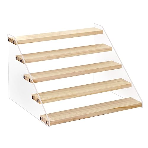 YFEEN 5 Tier Acrylic Wooden Display Stand