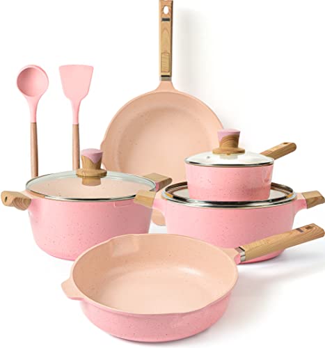 YIIFEEO Nonstick Pans and Pots Set - Granite Induction Cookware