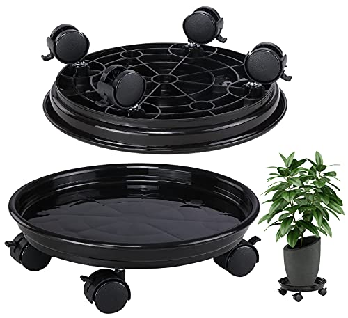 Yistao 12 Inch Plant Caddy with 4 Lockable Wheels