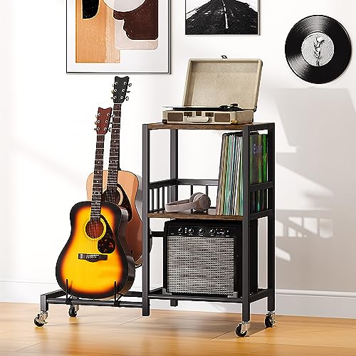 YITAHOME 2-Tier Guitar Stand with Storage Shelf and Wheels