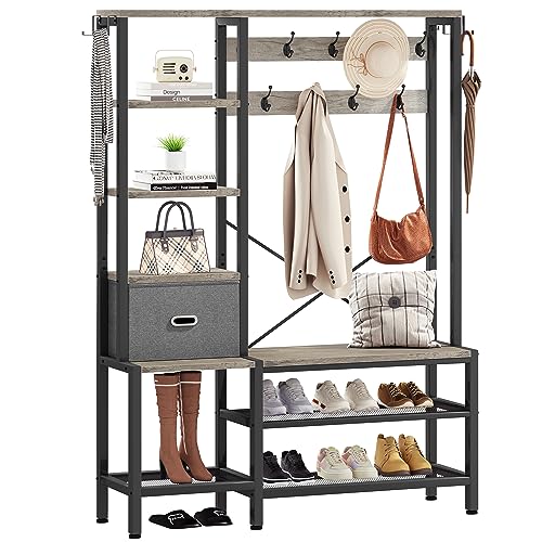 YITAHOME 5-in-1 Coat Rack with Shoe Bench and Storage